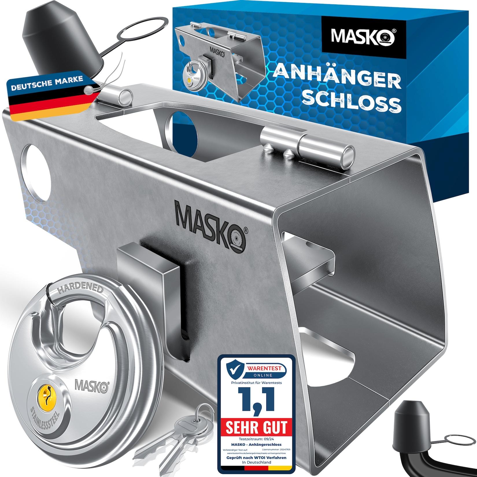 MASKO® Anhängerschloss für Angekoppelte & Abgekoppelte Anhänger Anhänger Schloss Diebstahlschutz Wohnwagen Kastenschloss inkl. Diskusschloss & Schlüssel & Schutzkappe