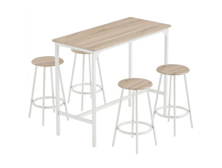 YWJ Ensemble Table Bar 5 Pièces 4 Personnes Chêne Style Industriel Tabourets Cuisine