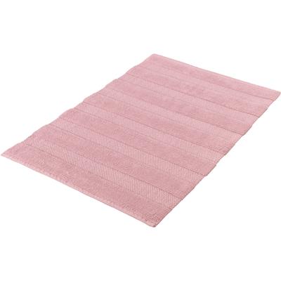 Badematte KLEINE WOLKE "Tikka, Badvorleger, Badezimmer Teppich", rosa (nelke), H:5mm, Baumwolle, Badematten, Badematte, Badteppich, Uni-Farben, gestreift, Hoch-Tief Effekt, reine Baumwolle