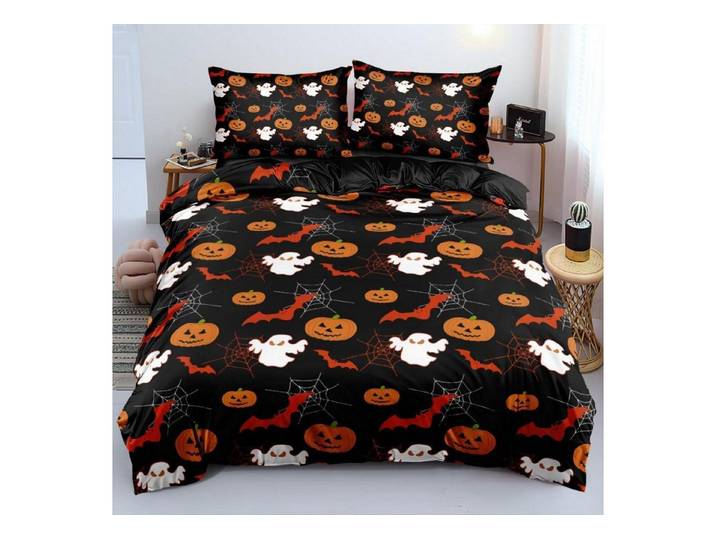 LuxusKollektion Kinderbettwäsche Bettwäsche 200x220 Halloween Geist Kürbis Mikrofaser