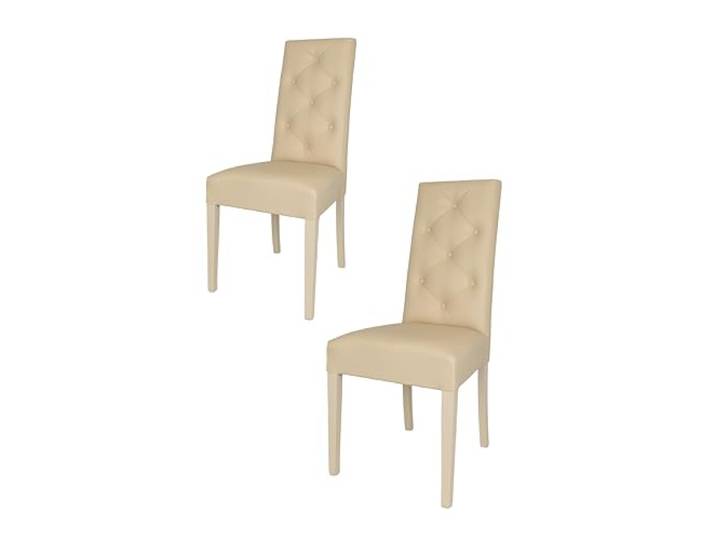 t m c s Tommychairs - 2er Set Moderne Stühle Chantal für Küche und Esszimmer, robuste Struktur aus lackiertem Buchenholz Farbe Sand, gepolstert und mit Kunstleder Farbe Sand bezogen