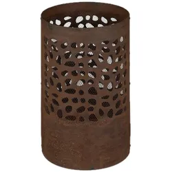 Relaxdays Feuertonne Rostoptik, Funkenschutz, Schürhaken & Feuerrost, Cortenstahl, HxD: 60 x 37 cm, Feuerkorb, braun
