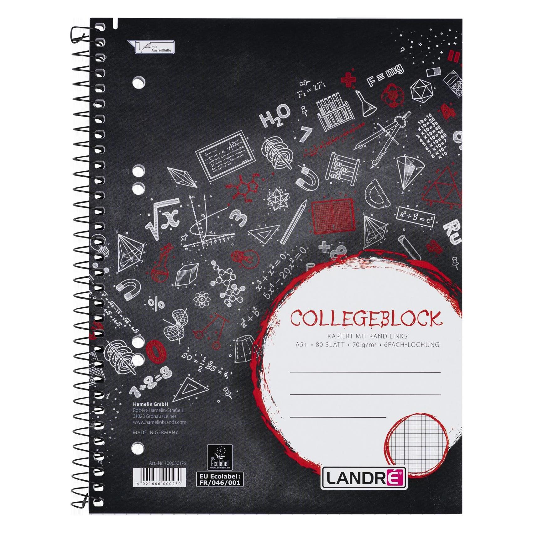 Landré College A5+ Collegeblock (A5+, Kariert, Weicher Einband) (100050176)