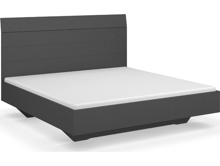 Futonbett GOODPRODUCT Schlafzimmermöbel Schlafzimmer Einzelbett Doppelbett Holzbett KOLUNA , grau (graumetallic), B:185cm H:121cm L:209cm, Betten, Futonbett, mit hohem Kopfteil in Lattenoptik zum Anlehnen MADE IN GERMANY