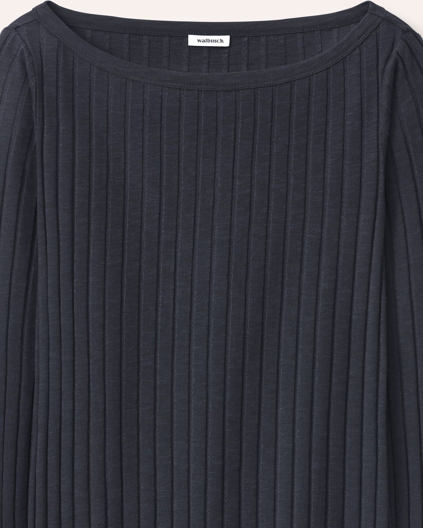Walbusch Shirt mit Rippenstruktur LA, normale Größen, Farbe Schwarz, 38, vielseitig kombinierbar angenehme Baumwollmischung Damen