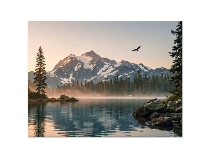 Crédence Cuisine Montagnes - Eau - Arbres 80x60 Cm