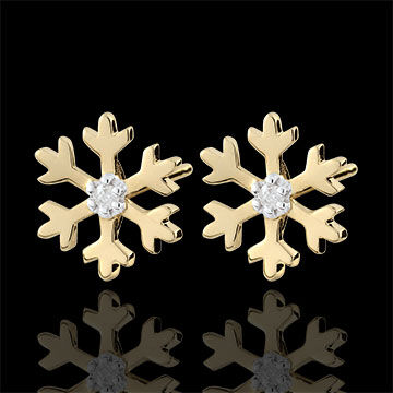 Edenly Ohrstecker Schneeflocke - Gelbgold und Diamant
