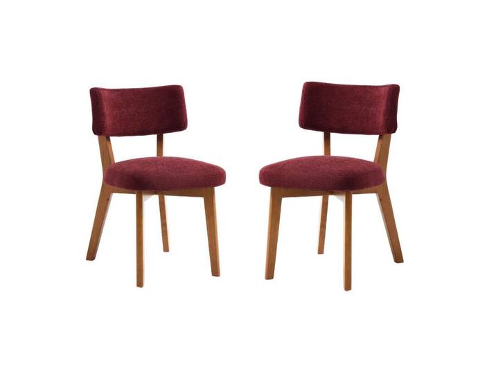 Lvhom Stühle 2er-Set Esszimmerstuhl,Massivholz,Leinenstoff,Rotwein, 47x77x54.5 cm, Esszimmer, Stühle
