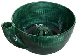 KitchenNation Stoneware Vortex Fruit Washing Bowl Self Rinsing Berry Washing Bowl & Rinse Colander green