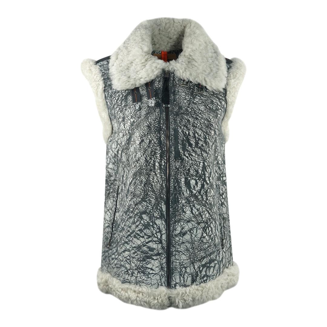 Parajumpers Sax Shearling Nine ijzergrijs lederen gilet