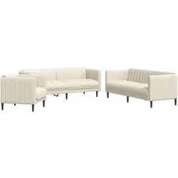 vidaXL 3-tlg. Sofagarnitur Creme Stoff