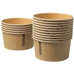 #IAMPLASTICFREE 50 Stück Salatschalen 1.000ml Kraftpapier braun - Pappschale, Einwegschale für Bowls, Salate, biologisch abbaubar, hitzeresistent