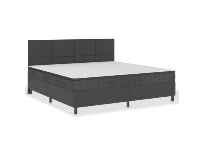 Makastle Boxspringbett Dunkelgrau Stoff 200x200 cm MDF & Metallrahmen