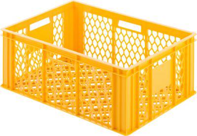 Euro Box Bäcker- und Cateringkasten (Gläserkasten), lebensmittelecht, Inhalt 47,8 L, durchbrochene Version, gelb-orange