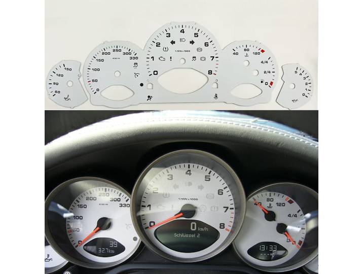 Cadran de compteur 8000 tr/min 330 km/h pour Porsche 911 997 Carrera, tableau de bord rouge, blanc, jaune