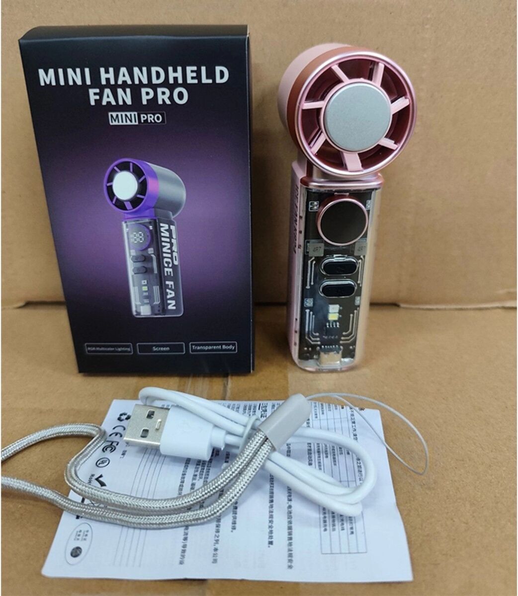 INF Mecha Mini Handventilator Ice-Cooling Edition – Halbleiterkühlung, 199-stufige Geschwindigkeitsregelung, USB-C Rosa