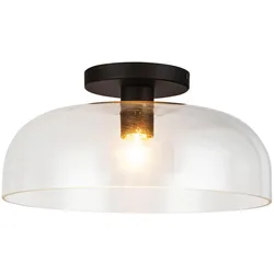 Elstead Lighting, Deckenleuchte, Elstead Sylvia Deckenleuchte E27 Mattes Schwarz Glas klar (E27)
