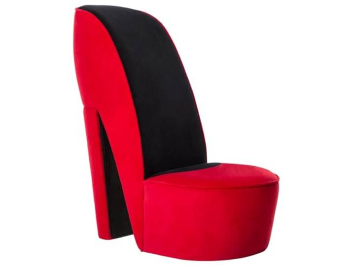 KDVXBCQJH Lounge Sessel Stöckelschuh Form Samt Rot Schwarz Extravaganter High Heel Polstersessel als Blickfang für Wohnzimmer, Schlafzimmer oder Themenpartys. Belastbar bis 110 kg.