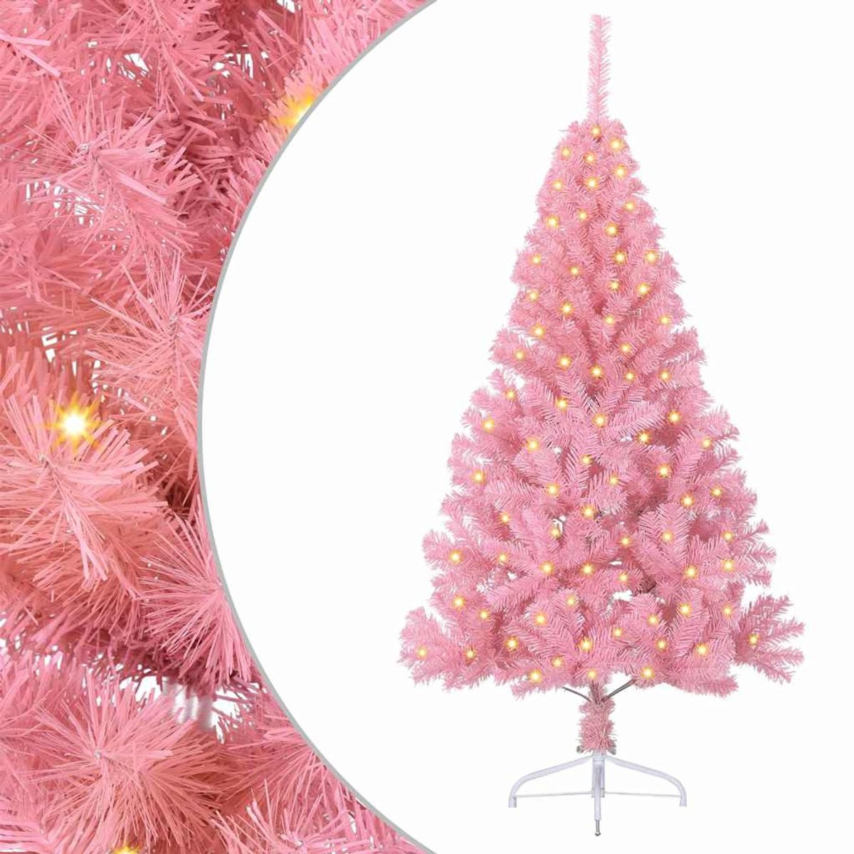 vidaXL Kerstboom met 150 LED-lampjes, Roze, 150 cm, PVC