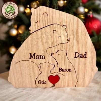 Personalized Bear Family Puzzle Custom Name Wooden Decor 6 customized