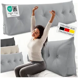 ELONEO Rückenkissen Bett- und Rückenstützkissen >Grau< 180cm