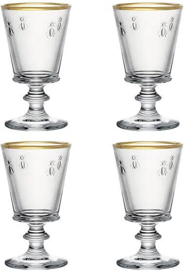 La Rochere Bee Stemmed Wine Glass Gold Rimmed 240ml Set Of 4