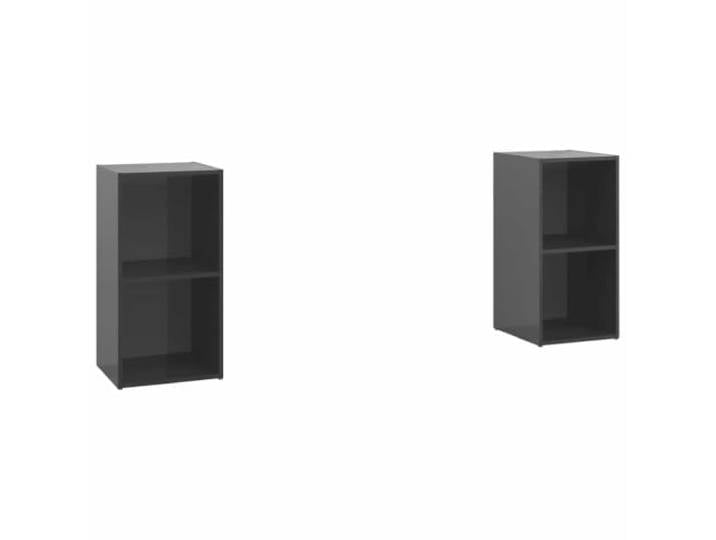 GHVBNMF TV Schrank 2er Set Hochglanz Grau 72x35x36,5 cm Lowboard Flexibles Phonomöbel für Wohnzimmer und Schlafzimmer mit 2 Fächern für Zeitschriften und Bücher.