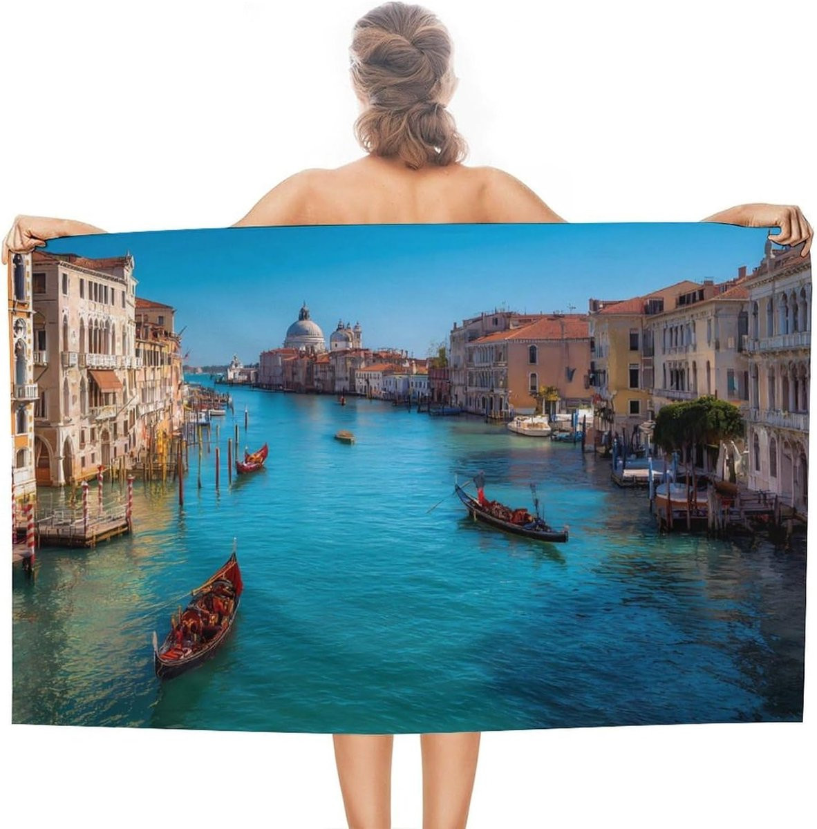 Meerkleurige strandhanddoek van microvezel, sneldrogend, 80 x 130 cm