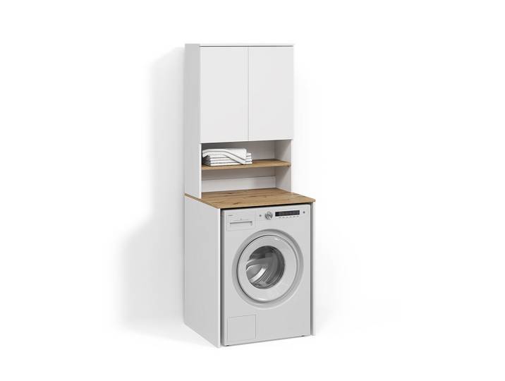 WASCHMASCHINENSCHRANK Paolina Weiß/Artisan 68 x 88.2 cm 2 Teile mit Regal