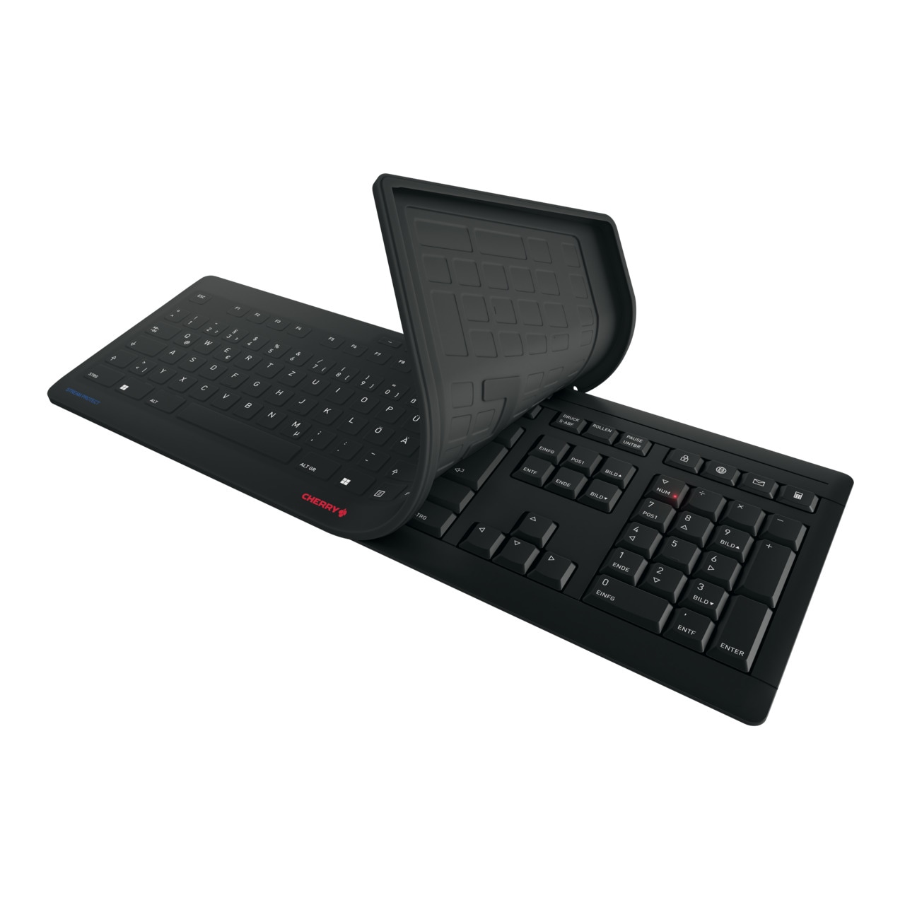 Cherry STREAM PROTECT Tastatur kabellos, Schwarz