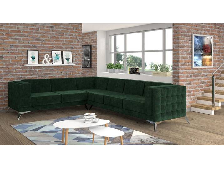 JVmoebel Ecksofa Grüne L-Form Sofa Garnitur mit hochwertiger Polsterung, Made in Europa