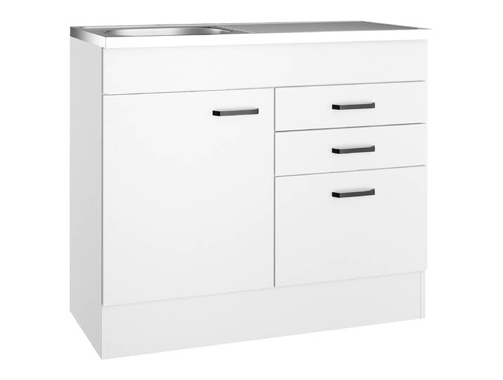 Meuble sous évier 1 porte 100 x 50cm Blanc/Blanc