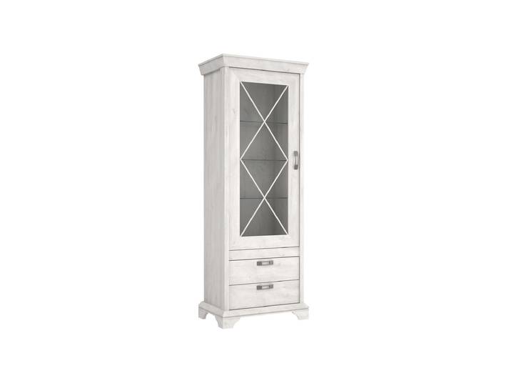 Vitrine mit Glastür Pinie weiß Breite 78 cm - KASHMIR