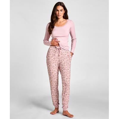 Pyjama HUNKEMÖLLER "Jersey Pyjama Pants", Damen, Gr. M, rosa, 95% Viskose, 5% Elasthan, Homewear-Sets Pyjama