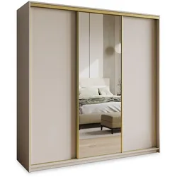 SCHWEBETÜRENSCHRANK TAVI 200/205/60 cm 3-türig mit Spiegel Kaschmir