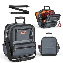 VEVOR Werkzeugtasche 33,5x23x39cm, Aufbewahrungstasche mit 24 Innen- & 10 Außenfächern, Wasserfester Werkzeug-Organizer aus Polyester mit Schultergurt & Reißverschluss, Werkzeugbeutel für Handwerker