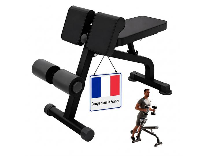Relaxdays Banc D'Entraînement Pliable Et Réglable\, Hyperextension\, Curls Et Sit-ups\, Jusqu'à 150 Kg\, Multifonction Noir