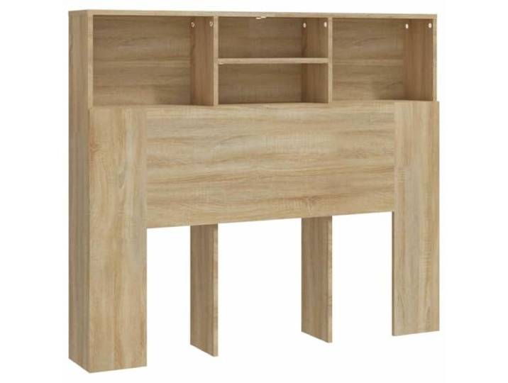 GHVBNMF Bett Kopfteil Regal Sonoma Eiche Optik 120x19x103,5 cm Praktisches Wandkopfteil mit 4 offenen Fächern für das Schlafzimmer schafft Ordnung und zusätzlichen Stauraum.