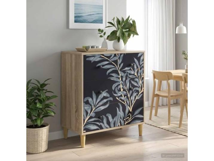 VIHHQGC Kommode mit Blumenmuster 66 x 36,5 x 75 cm Sonoma Holzwerkstoff Erhöhte Füße, Luftzirkulation, viel Stauraum, verstärkte Struktur, vielseitig nutzbar