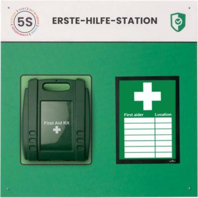 Paperflow Shadowboard „Erste-Hilfe-Station“, Wandmontage, für 1 Erste-Hilfe-Kasten/1 Inforahmen, erweiterbar, B 750 x H 750 mm, grün