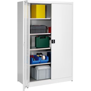 Mauser Werkzeugschrank MKSTS12/6/19, aus Metall, lichtgrau, Schwerlastschrank, 4 Fachböden, abschließbar, 120 x 195 x 60cm