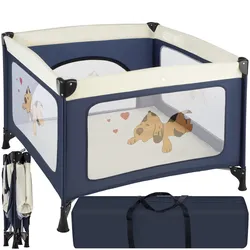 tectake® Baby Laufstall, stabil und kompakt faltbar, mit atmungsaktivem Mesh-Gewebe, 105 x 105 x 78 cm