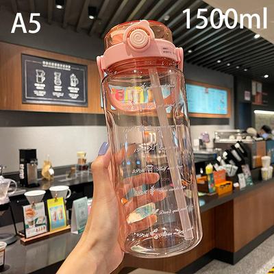 Universal Stock Hydra Track Motivational Water Bottle With Straw Large Capacity Time Marker Bottle 1