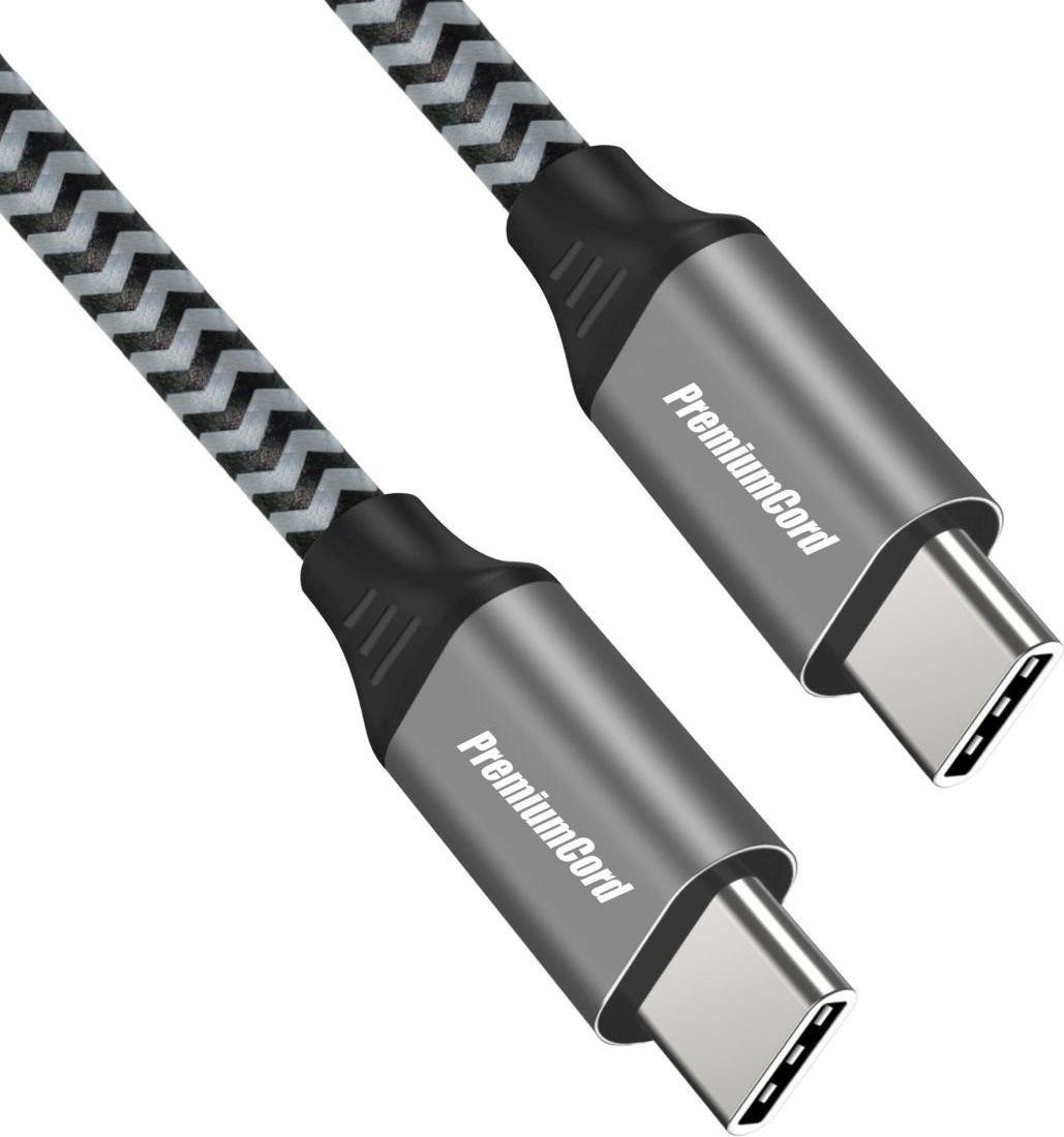 PremiumCord USB-C kabel, 100W, 20V/5A, 480 Mbit/s, katoenen vlecht, 1 meter