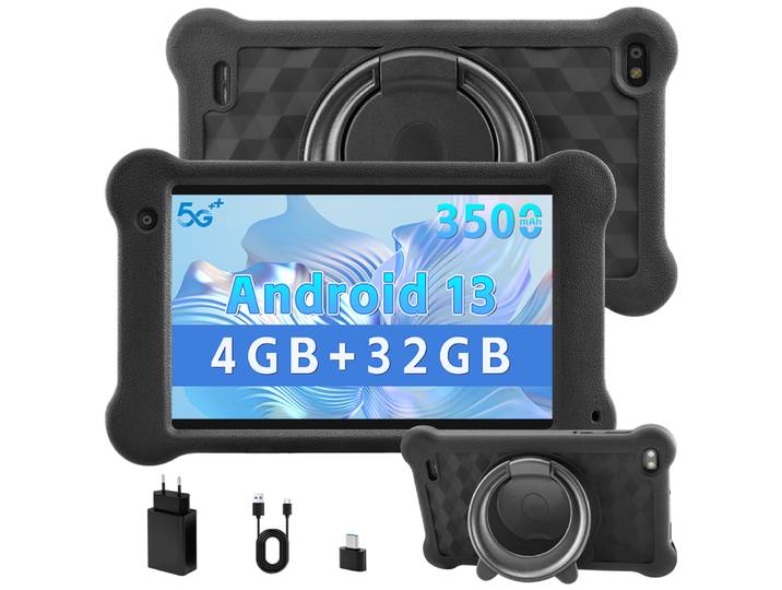 Tablette enfant ANRY Q99 7 pouces Android 13 4 Go RAM 32 Go ROM 3500 mAh Caméra 2+5MP WiFi avec étui antichoc EVA pour enfants