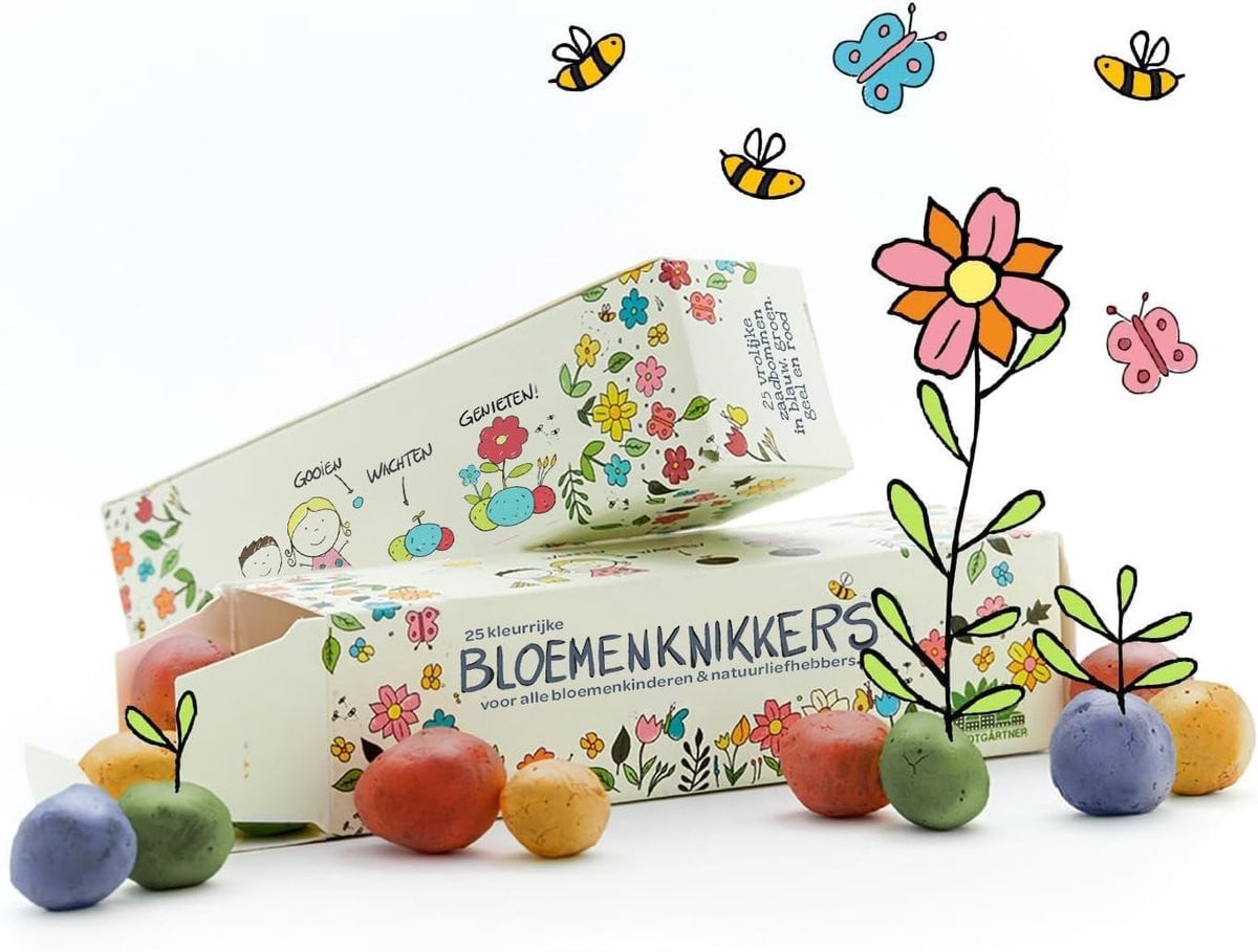 Die Stadtgärtner Bloemenknikkers Bloemenzaad - 25 stuks kleurrijke zaadbommen - Doorsnede: 1,5 cm