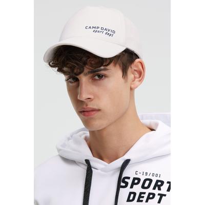 Baseball Cap CAMP DAVID, Herren, weiß, Baumwollmischung, bedruckt, Caps, mit verstärktem Schirm