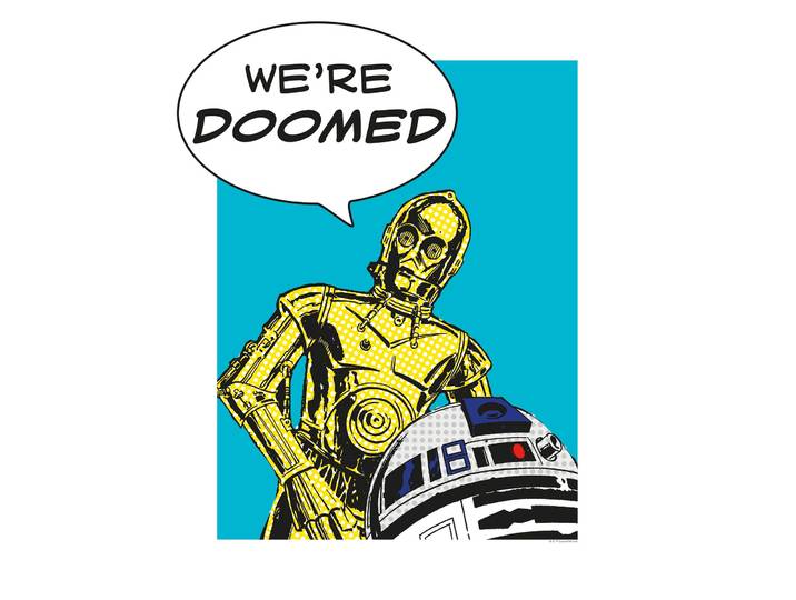Bild KOMAR Star Wars Classic Comic Quote Droids , bunt (farbe bild(er): bunt), B:40cm H:50cm, Holz, Papier, Bilder, Bild, Wandbild zur Dekoration im Kinderzimmer - ohne Rahmen