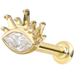 14 Karat Gold Labret mit Innengewinde MOISSANIT-OVAL + SONNENSTRAHLEN