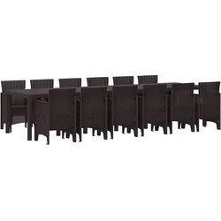 vidaXL Garten Essgruppe 13 pcs Braun Polt Rattan